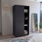 Tuhome Misuri Wardrobe Armoire with Double Door. Drawer. Metal Rods. and Open Shelves-Black CLW9089 - alternate 6